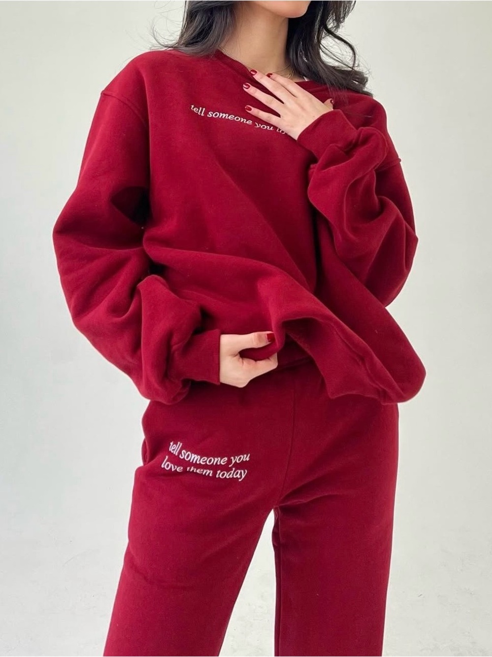 Cozy Red Sweatshirt & Jogger Set
